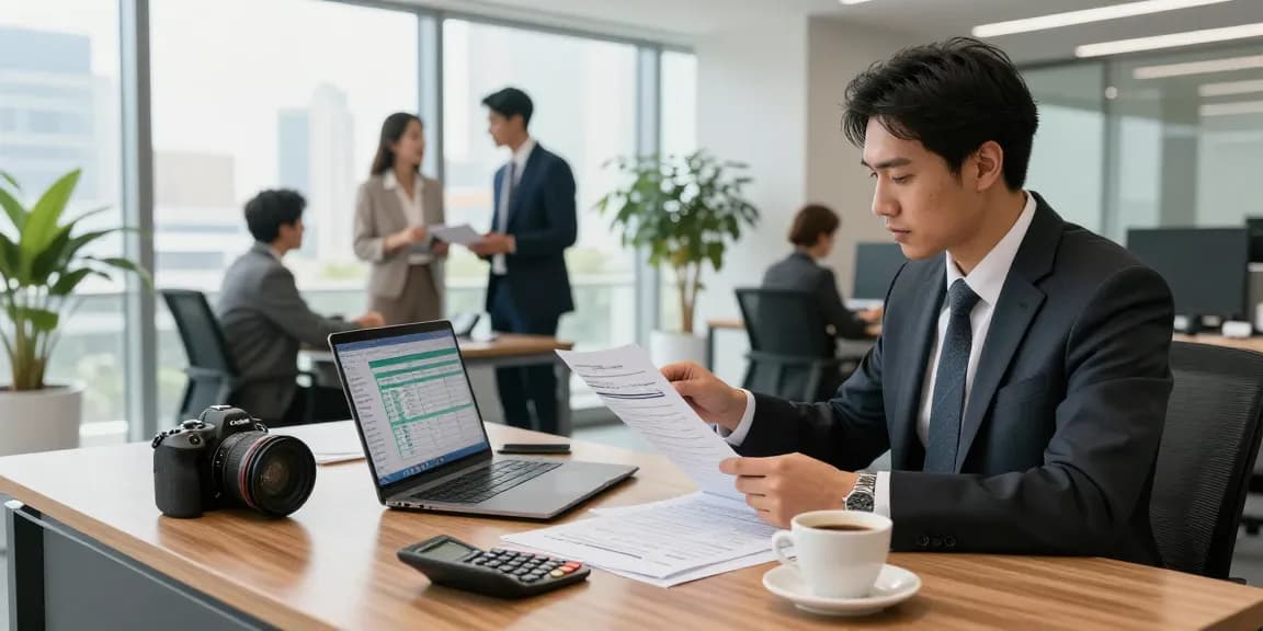 Accountant reviewing financial statements while providing Accounting Services in Dubai.