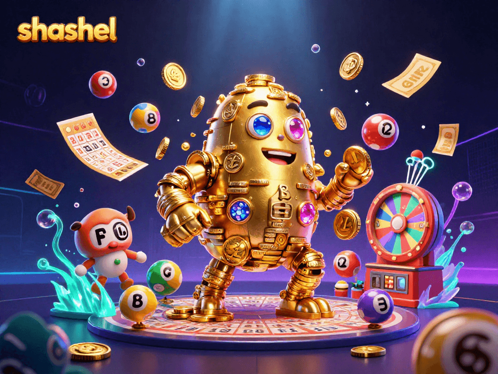 Engage with shashel’s immersive gambling experience featuring golden golem, vibrant lottery elements, and dynamic action.
