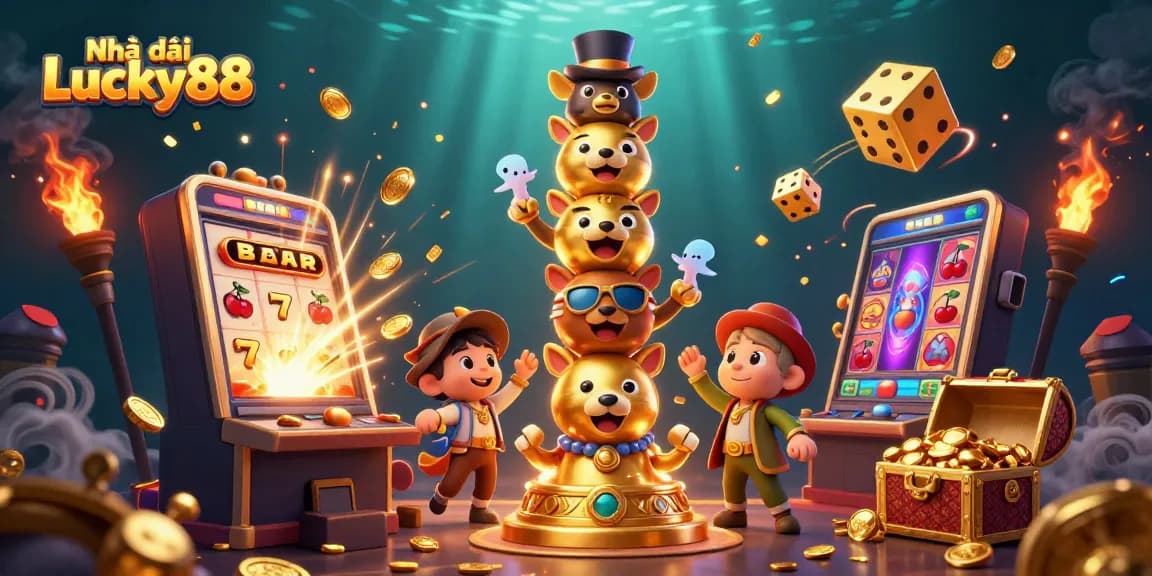 Spin the reels at Nhà cái Lucky88 with vibrant slots, treasures, and exciting game elements.