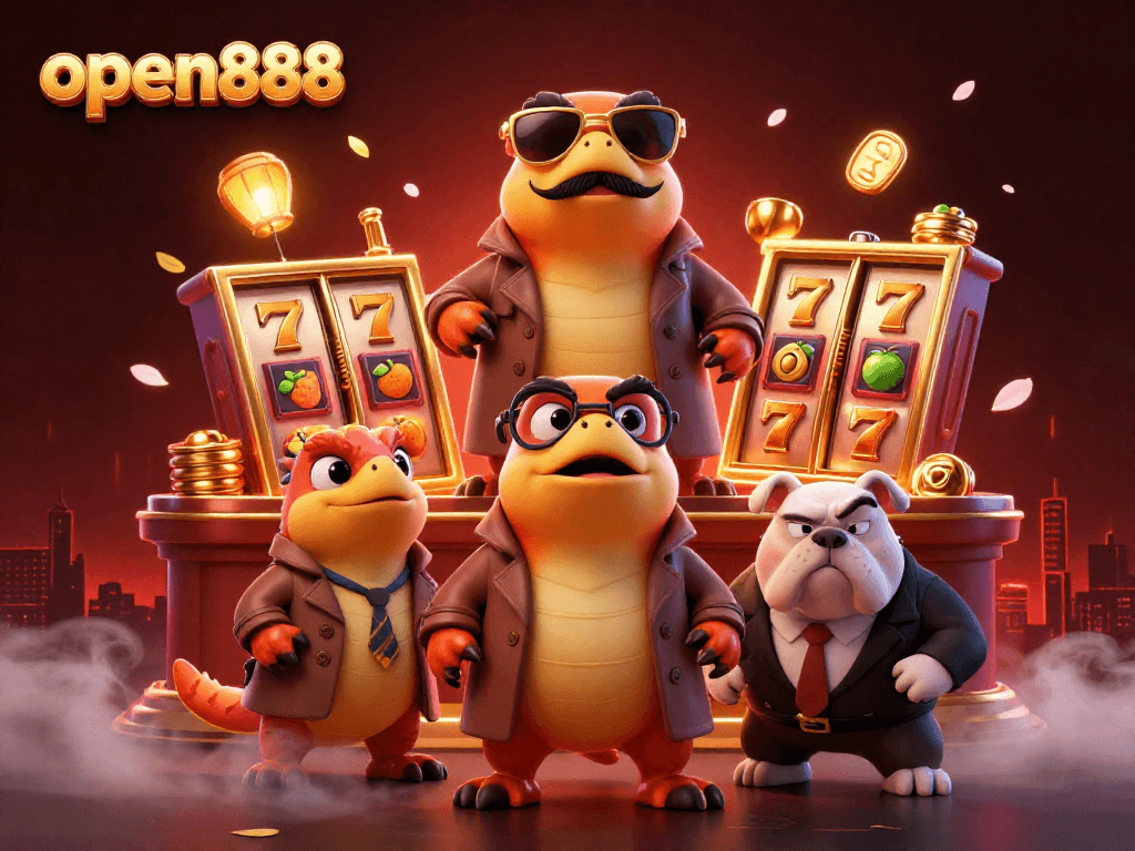Engage with open888's thrilling action as three raptors in a trench coat try to enter a casino lounge.