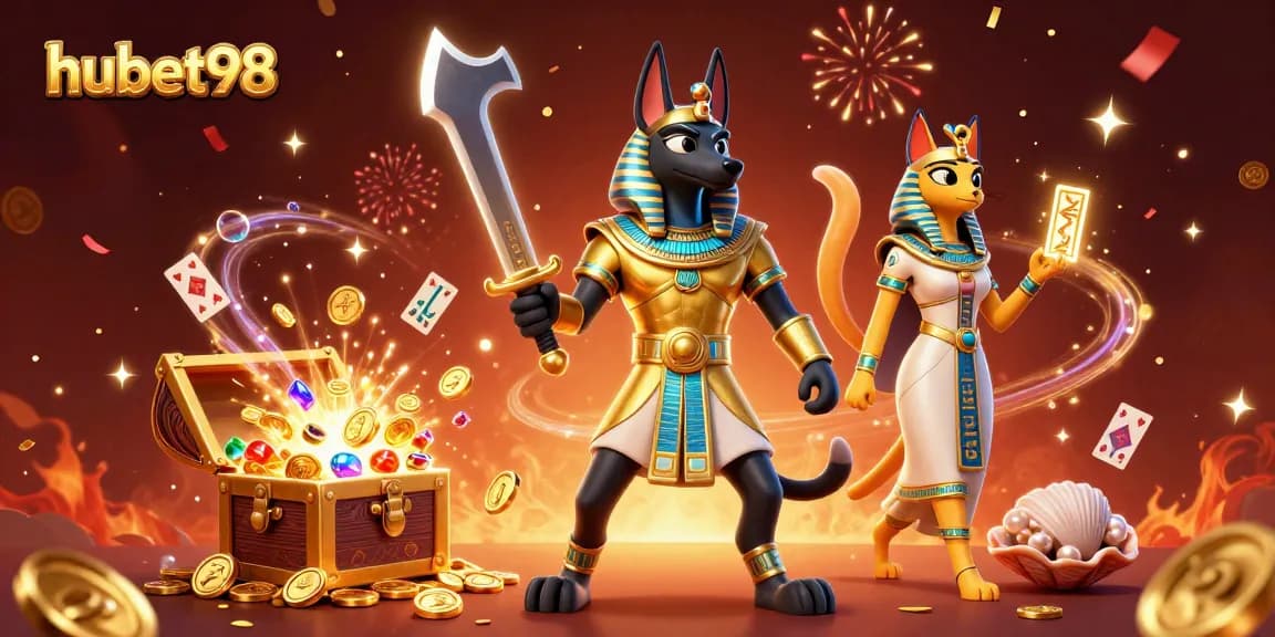 Experience thrilling gameplay with hubet98 in this vibrant casino-inspired 3D illustration showcasing dynamic characters and elements.