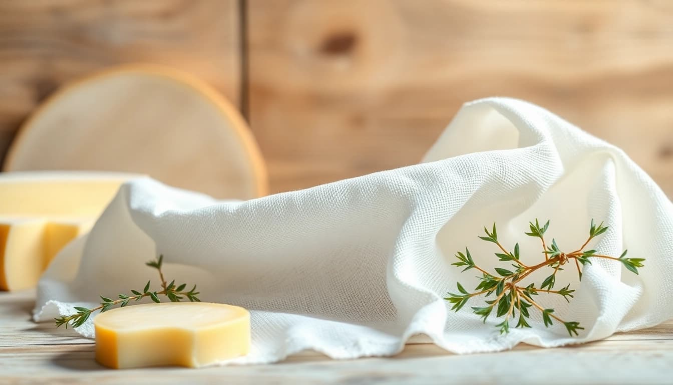 Kaasdoek showcasing its delicate texture while enhancing gourmet cheese presentation.