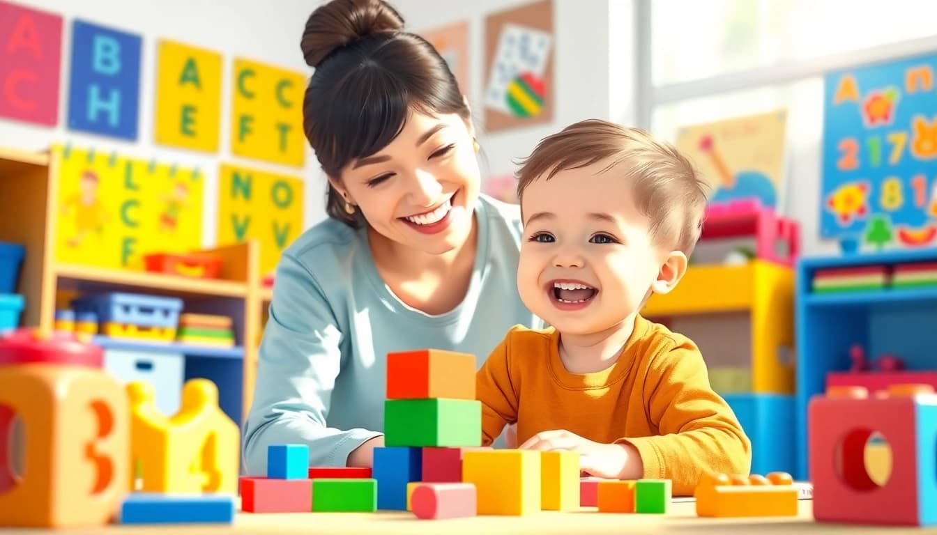 Engaged child experiencing ABA therapy for kids with hands-on activities and a supportive therapist.