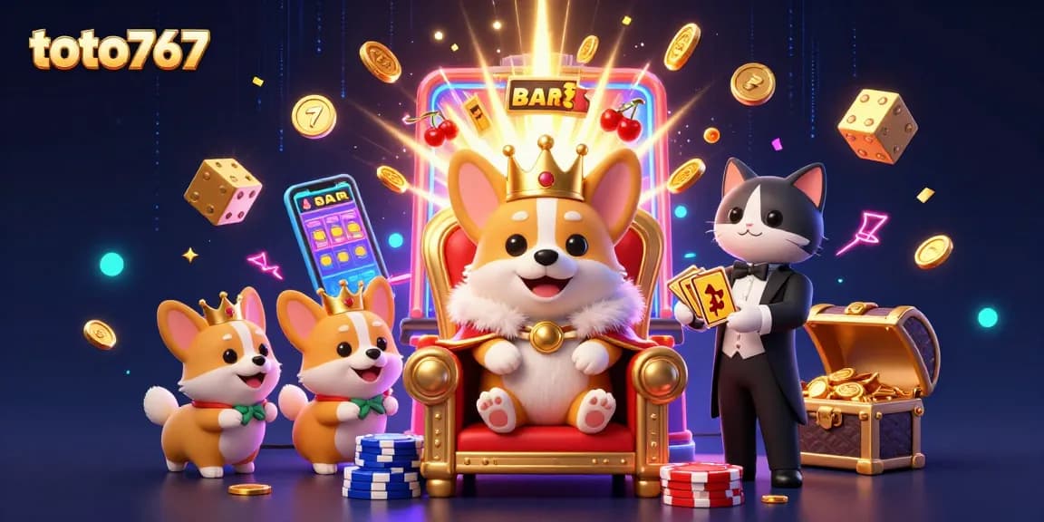 Menang di toto767 dengan corgi kerajaan dan permainan slot megah di gambar 3D berkualitas tinggi.