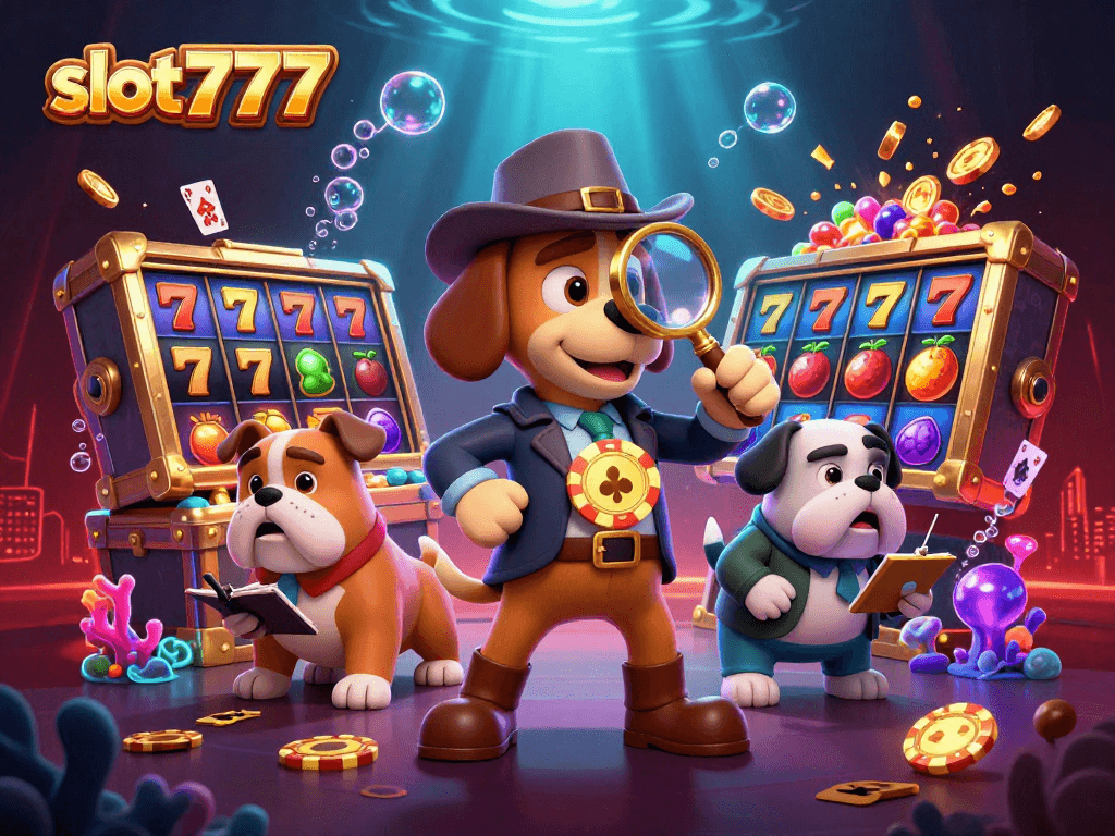 Experience the thrill of slot777 with our engaging 3D cartoon scene featuring lucky gaming elements.