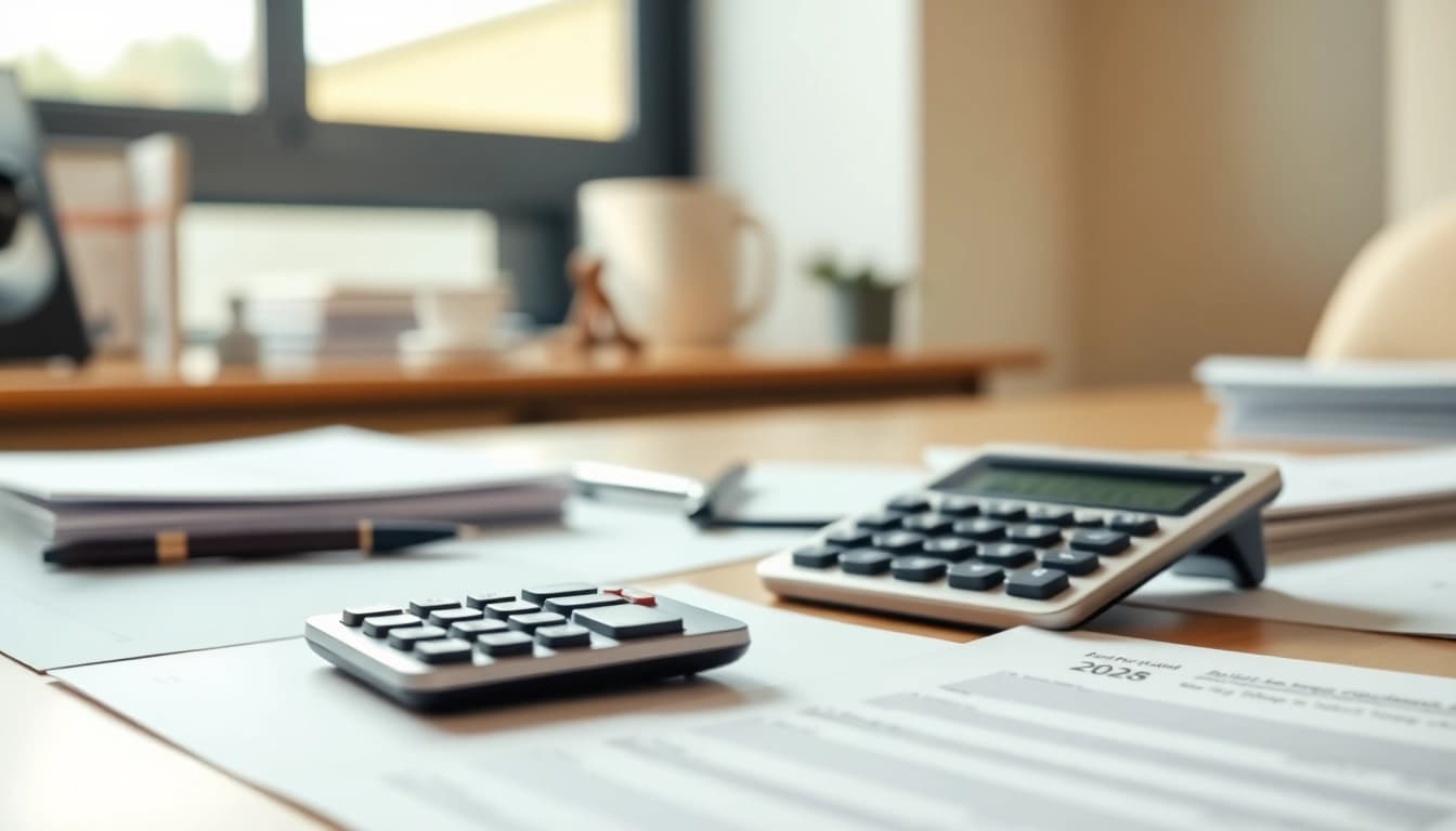 Calculating with the NY alimony calculator 2026 on a desk surrounded by legal documents.