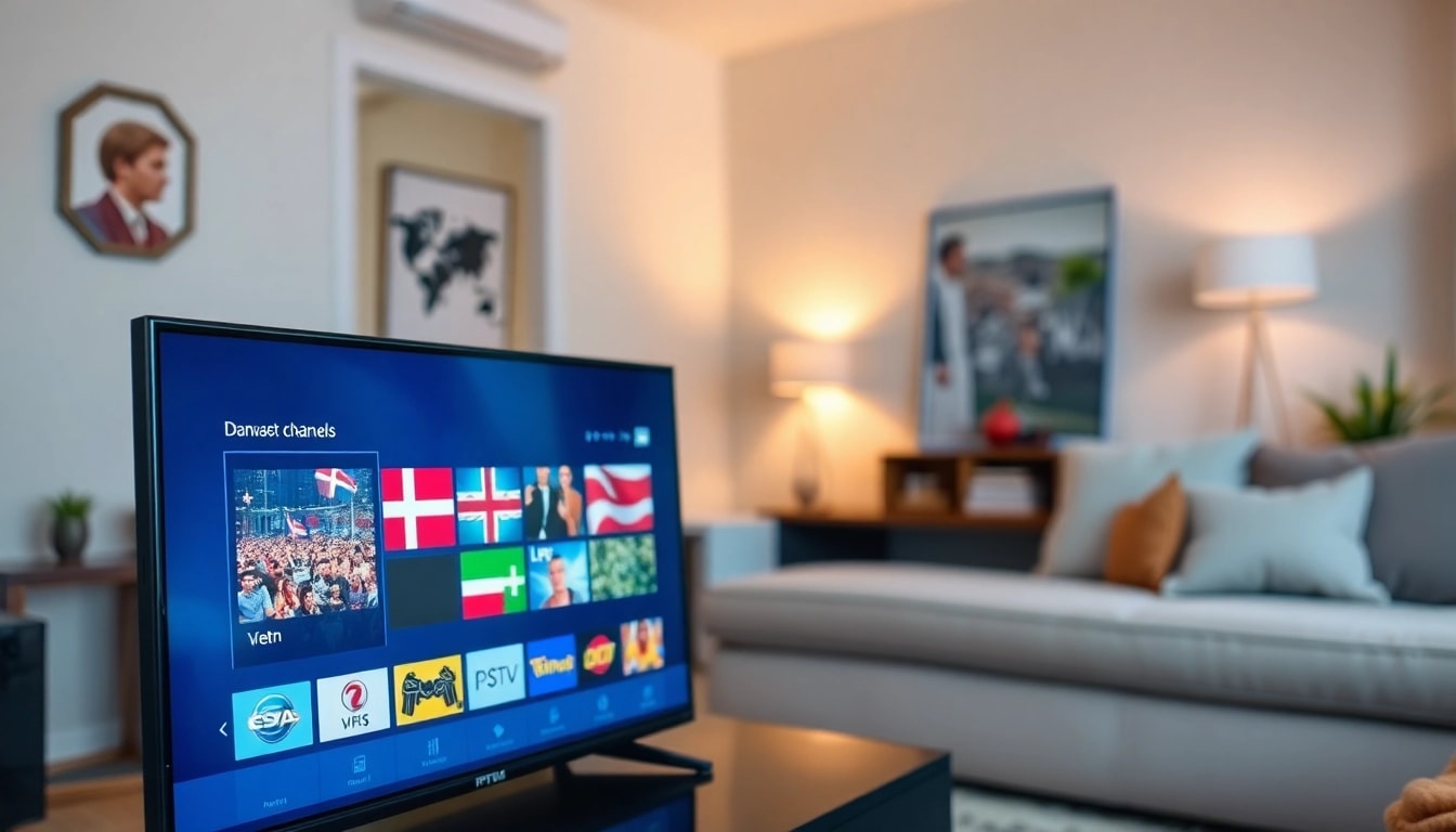 Enjoying IPTV Denmark streams in a cozy living room with vibrant channels on a high-resolution screen.