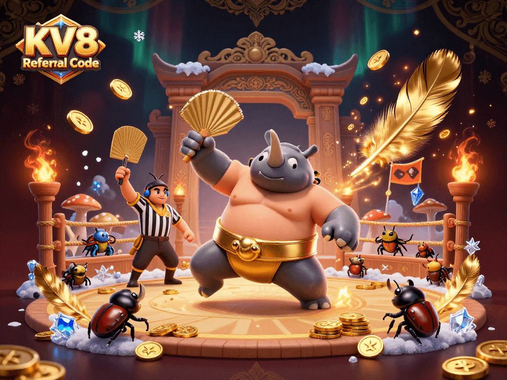 Engage with the KV8 Referral Code while experiencing a dynamic casino scene featuring captivating characters.