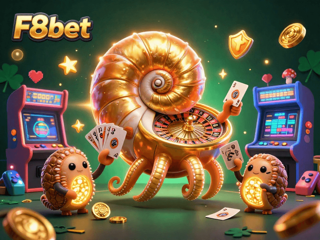 Experience thrilling gameplay with F8bet featuring a vibrant casino scene highlighting a giant nautilus roulette.