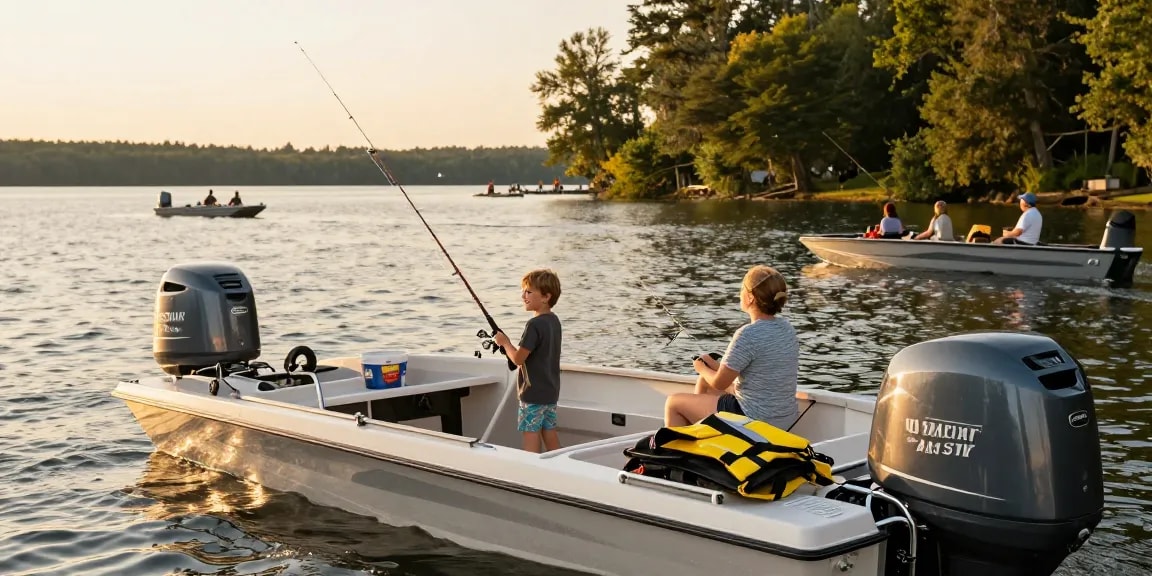A family enjoying a day on the water with a Yamaha outboard motor, highlighting the top outboard motor dealer USA for 2026.