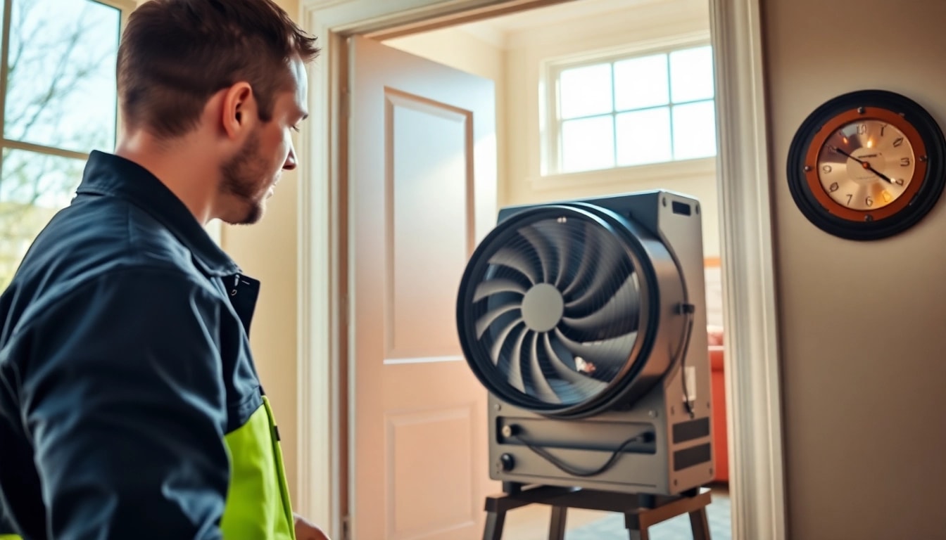 Technician performing a blower door test to assess a home's airtightness accurately.
