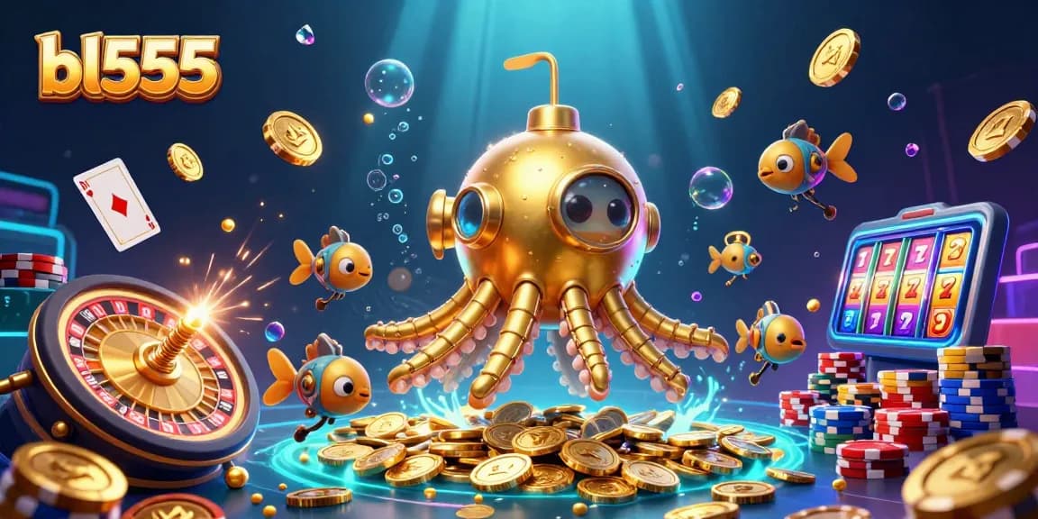 Engage in thrilling gameplay with bl555's dynamic casino experience featuring golden kraken and vibrant game elements.