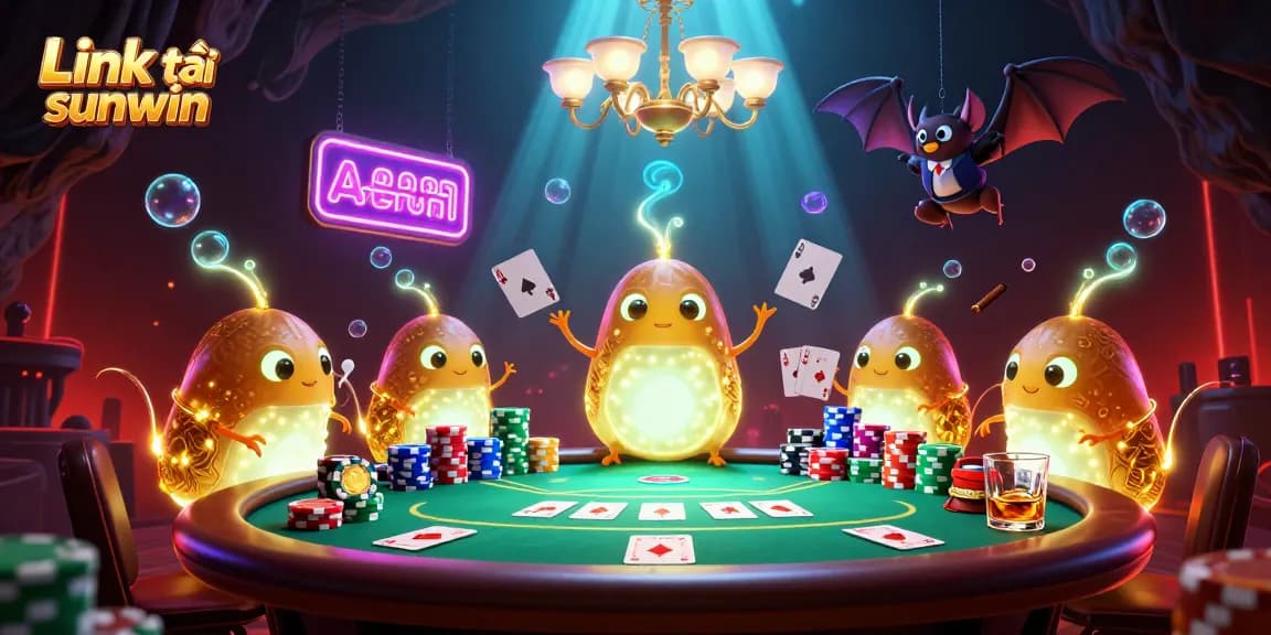 Engaging illustration capturing players enjoying Link tải sunwin poker in a vibrant casino atmosphere.