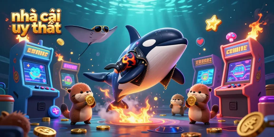 nhà cái uy tín showcases a vibrant underwater casino adventure featuring playful sea creatures and golden treasures