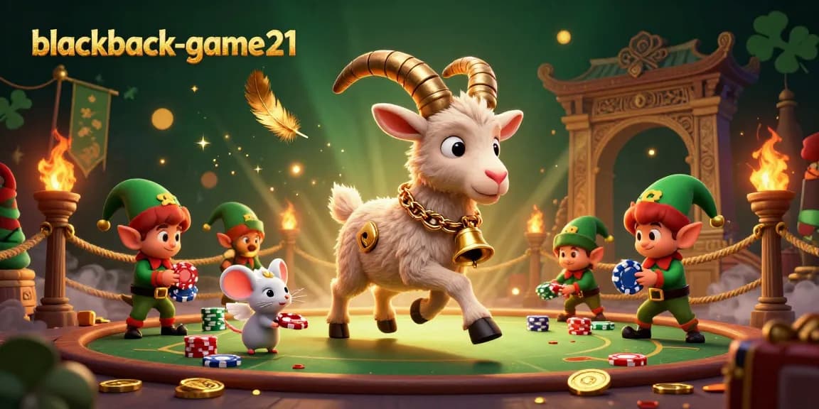 Experience the thrill of blackjack-game21 with festive characters in a holiday-horror casino scene.