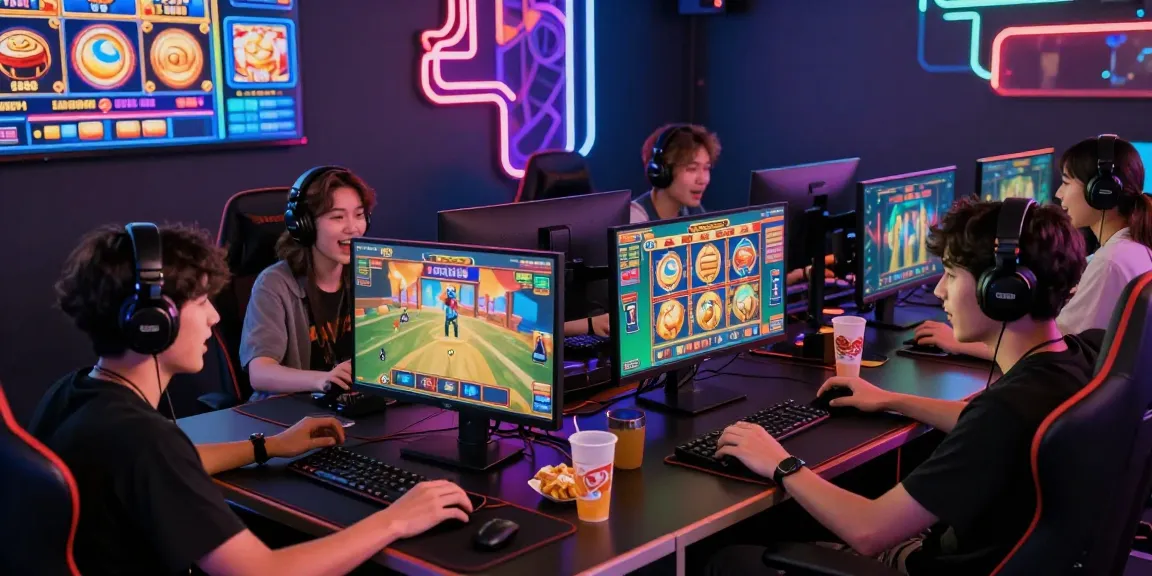 Players excitedly using situs 888 for online slot gaming in vibrant setup.