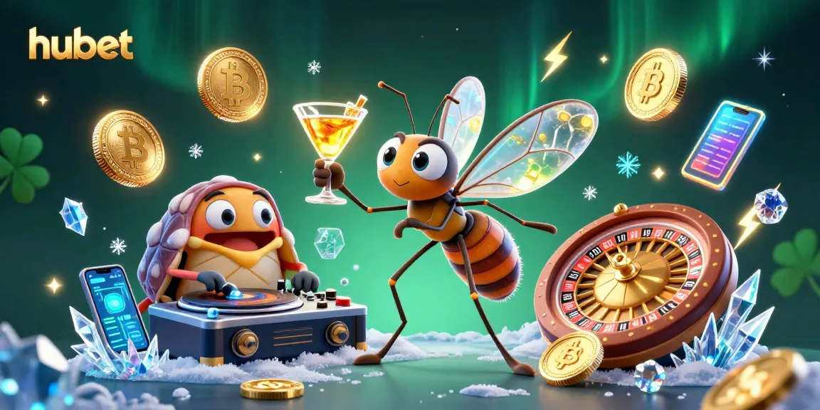 Experience hubet winning strategies with a vibrant 3D digital casino scene featuring unique characters and crypto elements.