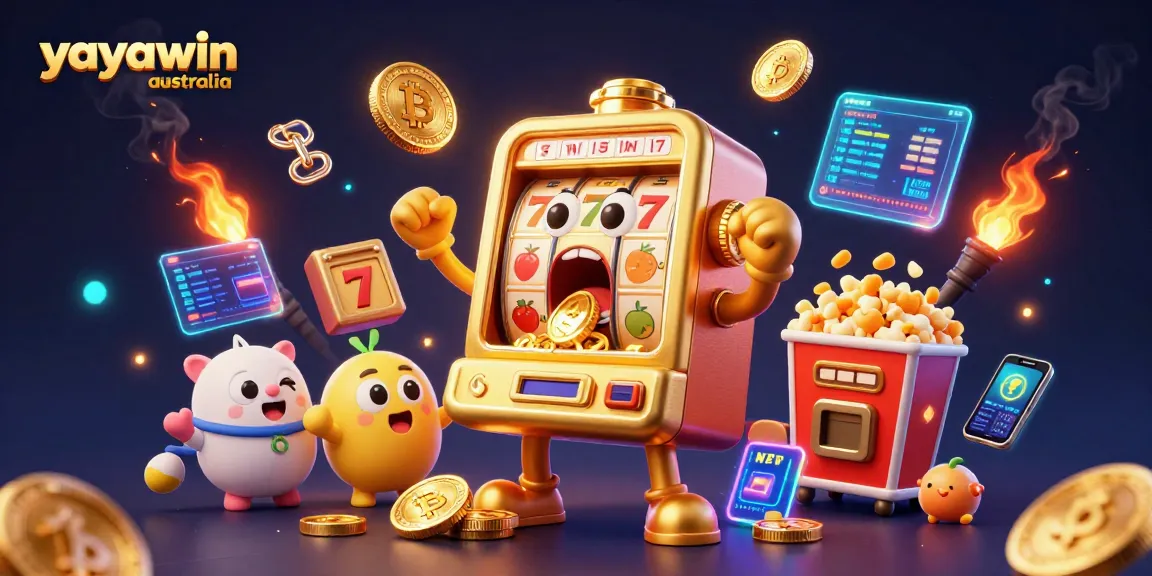 Spin for wins at Yayawin Australia with vibrant slot machines celebrating a big jackpot.