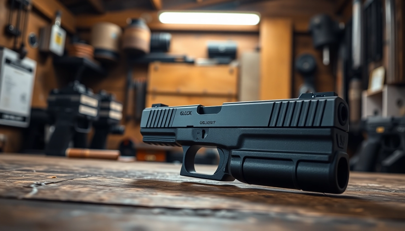 View of a glock 17 slide showcasing precision engineering and sleek design features.