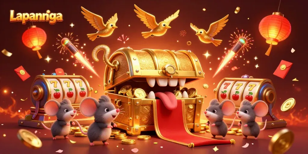 Engage with Lapannaga slot adventures featuring treasure chests, jackpots, and vibrant festive elements.