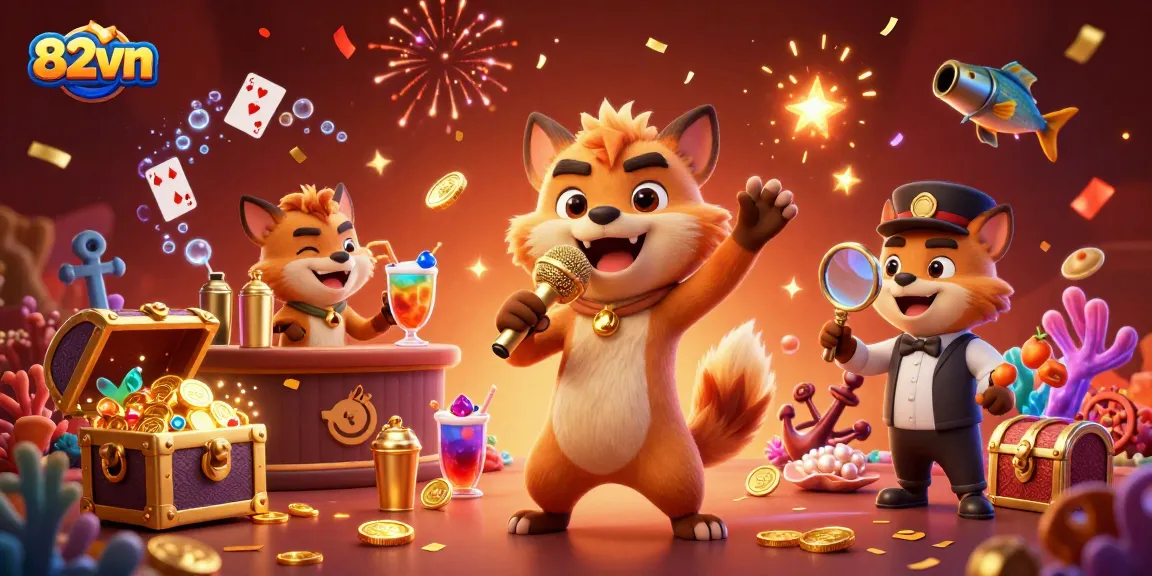 Experience the vibrant 82vn casino scene with hyenas engaging in comedy and drinks.