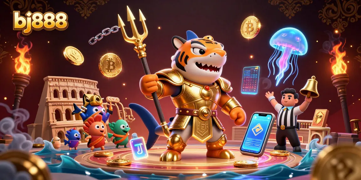Engage with bj888's thrilling gambling experience featuring an epic underwater arena.