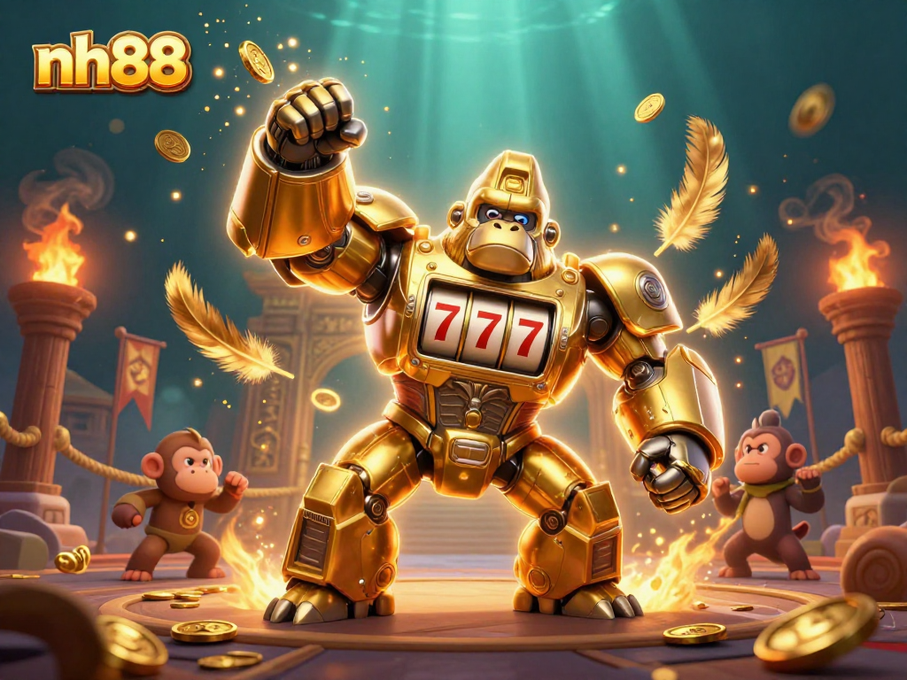 Join the excitement at nh88 as the golden mech gorilla captures the thrills of online gambling with spinning reels!