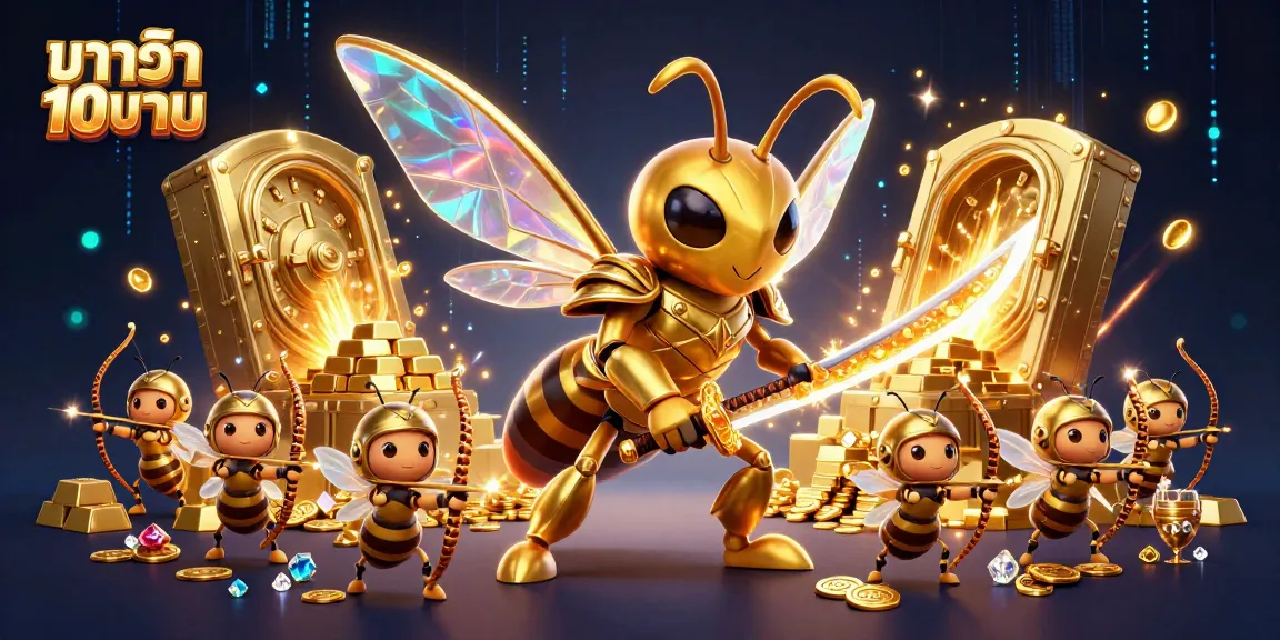 Engage with thrilling บาคาร่า 10 บาท action in a vibrant 3D casino scene filled with jewels and gold.