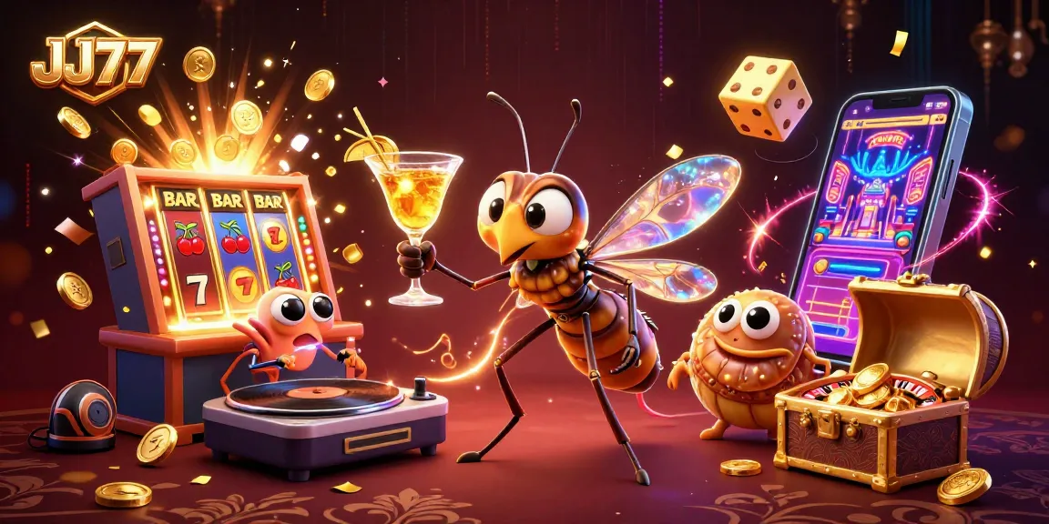 Engage in the thrilling experience of JJ77 with vibrant characters and captivating casino elements.