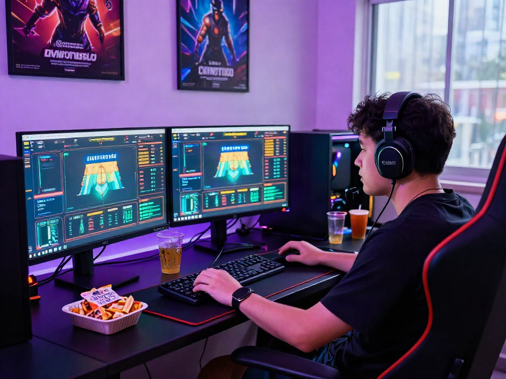 Engaging gaming atmosphere showcasing a player in a situs toto gaming session.