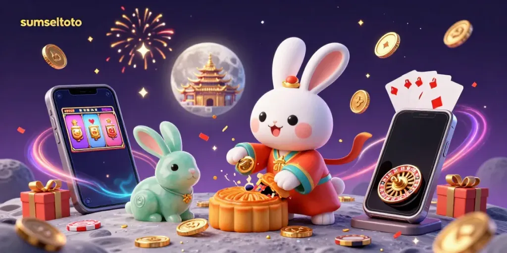 Sumseltoto offers an exciting gambling experience with vibrant game elements in this colorful 3D scene.