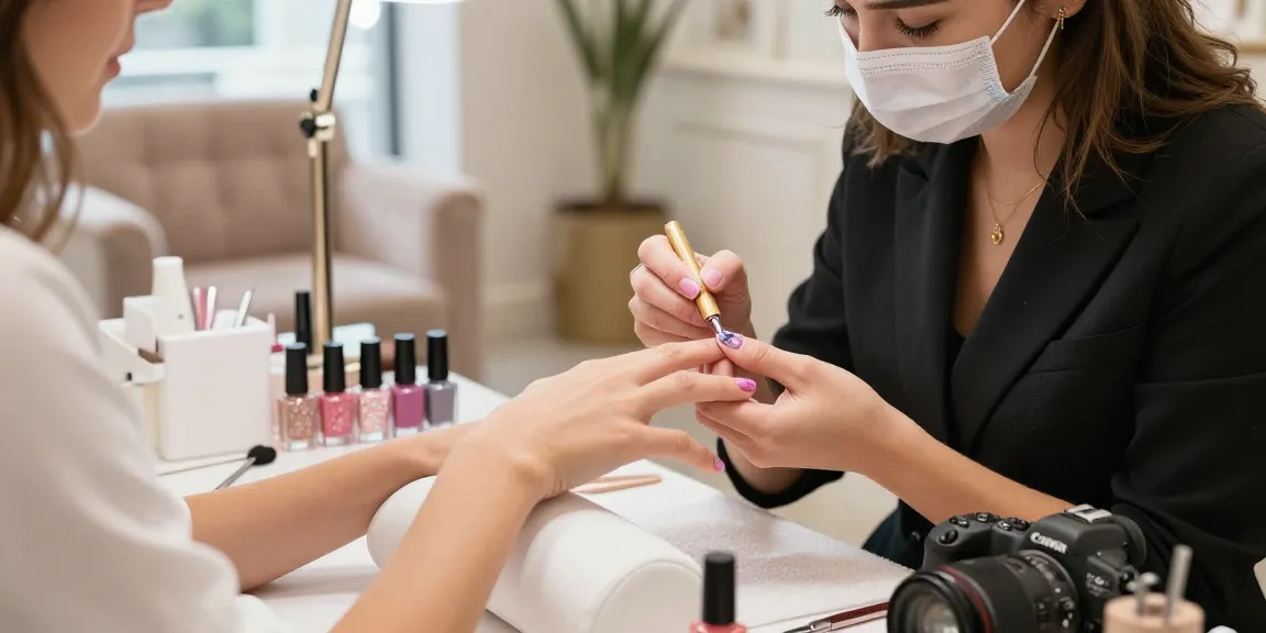 Proses manicure mewah LUXURY 12 di salon modern dengan nail art elegan.