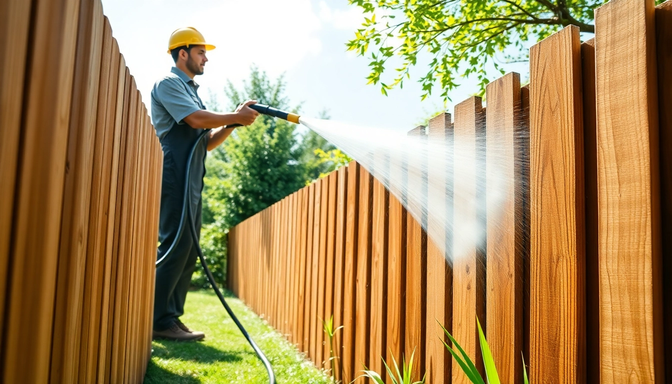 Efficient Fence Cleaning in a lush garden environment showcasing professional care.