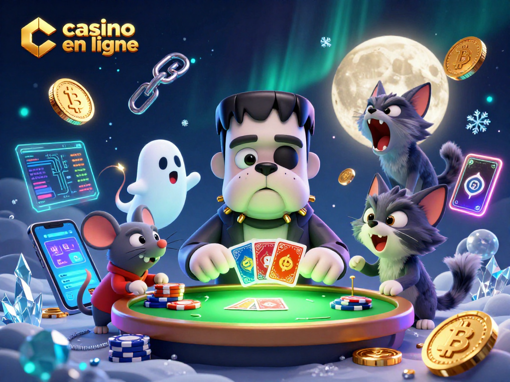 Les joueurs s'affrontent au casino en ligne avec des cartes, des pièces et un gros chat loup.