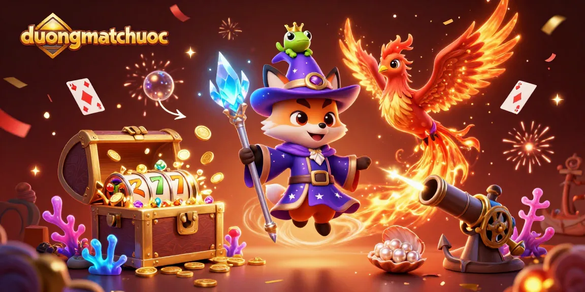 Experience the thrill of duongmatchuoc with a magical wizard fox and phoenix in an exciting casino-themed environment.