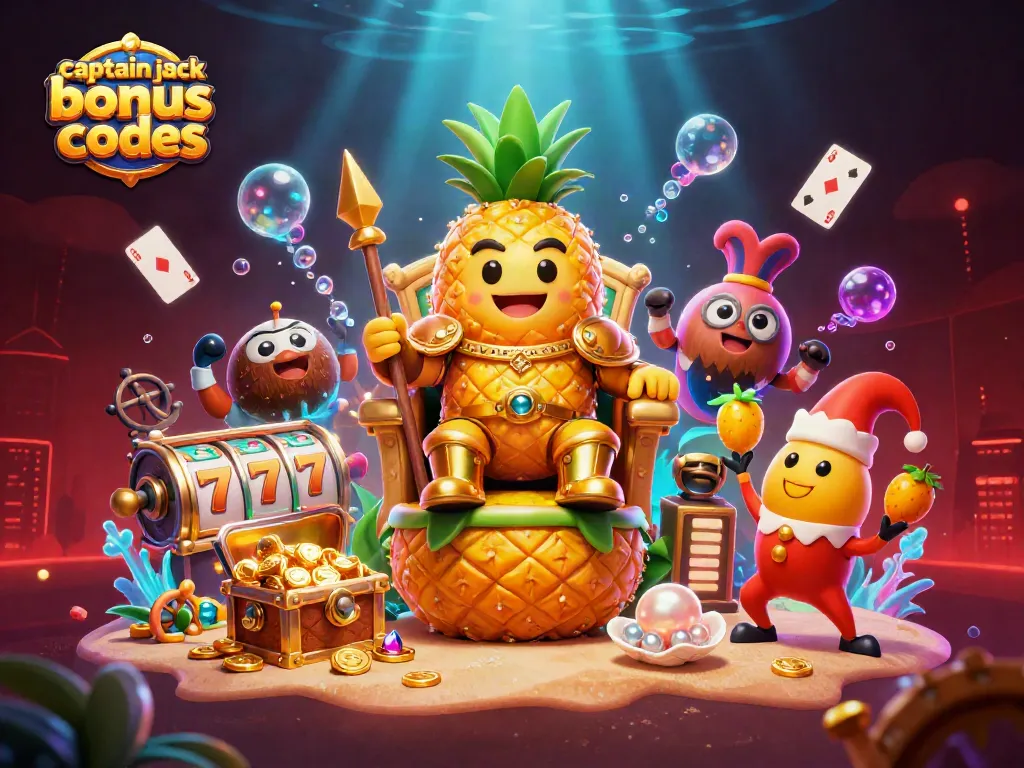 Engage with the captain jack bonus codes in a vibrant, 3D casino-themed scene showcasing exciting game elements.
