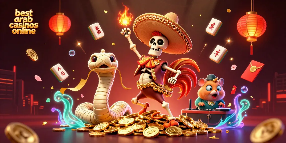 Celebrate at the best arab casinos online with lively characters and festive elements in this dynamic illustration.