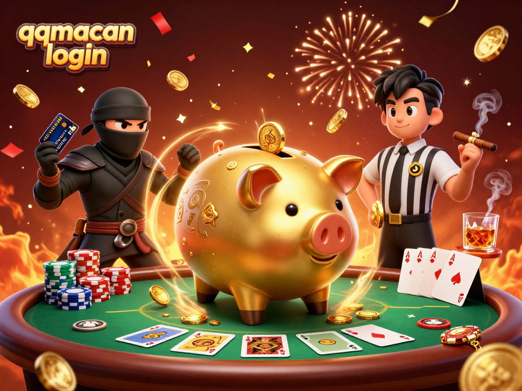 Engage with the qqmacan login scene featuring dynamic casino elements and characters in action.
