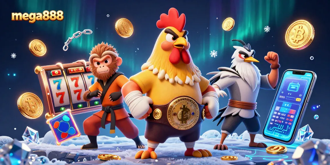 Experience mega888 with the thrill of slot reels and vibrant characters in a dynamic casino scene.