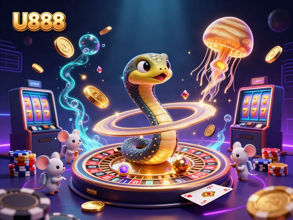 Experience the thrills of U888 with vibrant cosmic casino games featuring astronauts and a roulette snake