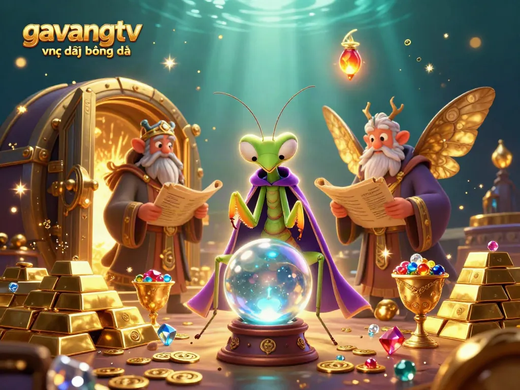 Experience gavangtv trực tiếp bóng đá with a vibrant 3D fortune teller scene highlighting engaging gambling elements.