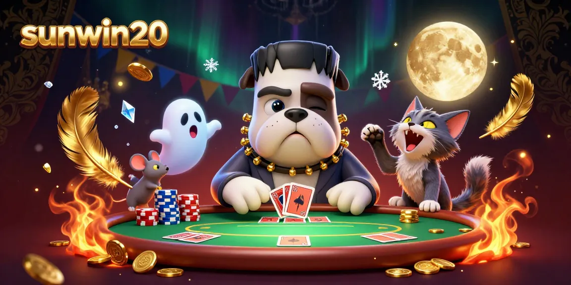 Engage in thrilling poker action with sunwin20 at a spooky casino table