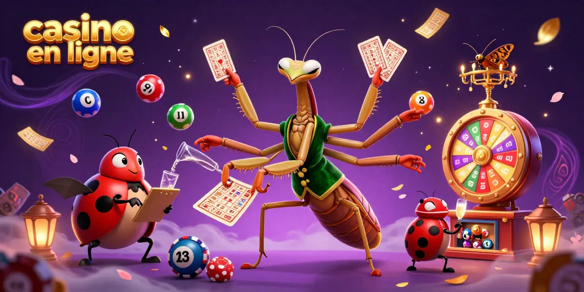 Casino en ligne : géant mante religieuse et coccinelle boss de salle animant une expérience de jeu dynamique.