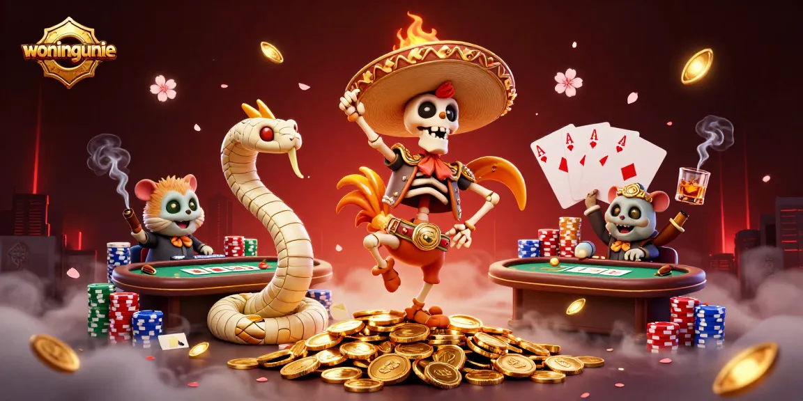 Gioca a woningunie con un scheletro mariachi festante circondato da tavoli da poker e gettoni