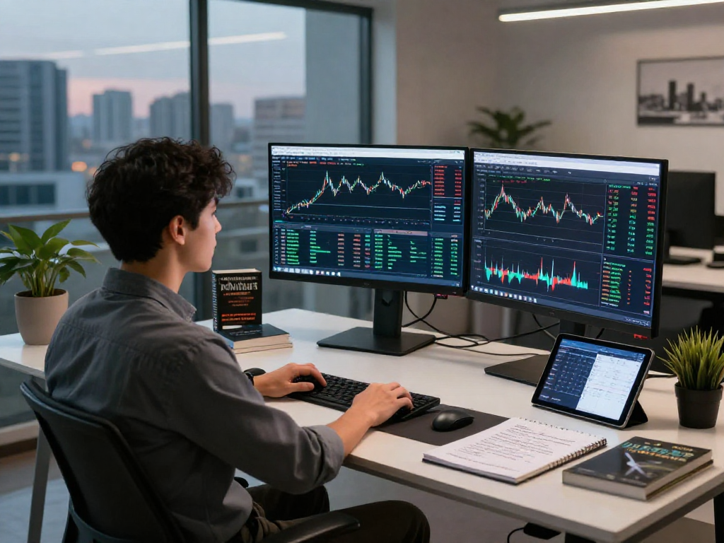 使用MetaTrader 5进行数据分析的交易者坐在高科技交易室内，显示实时市场价格和图表。