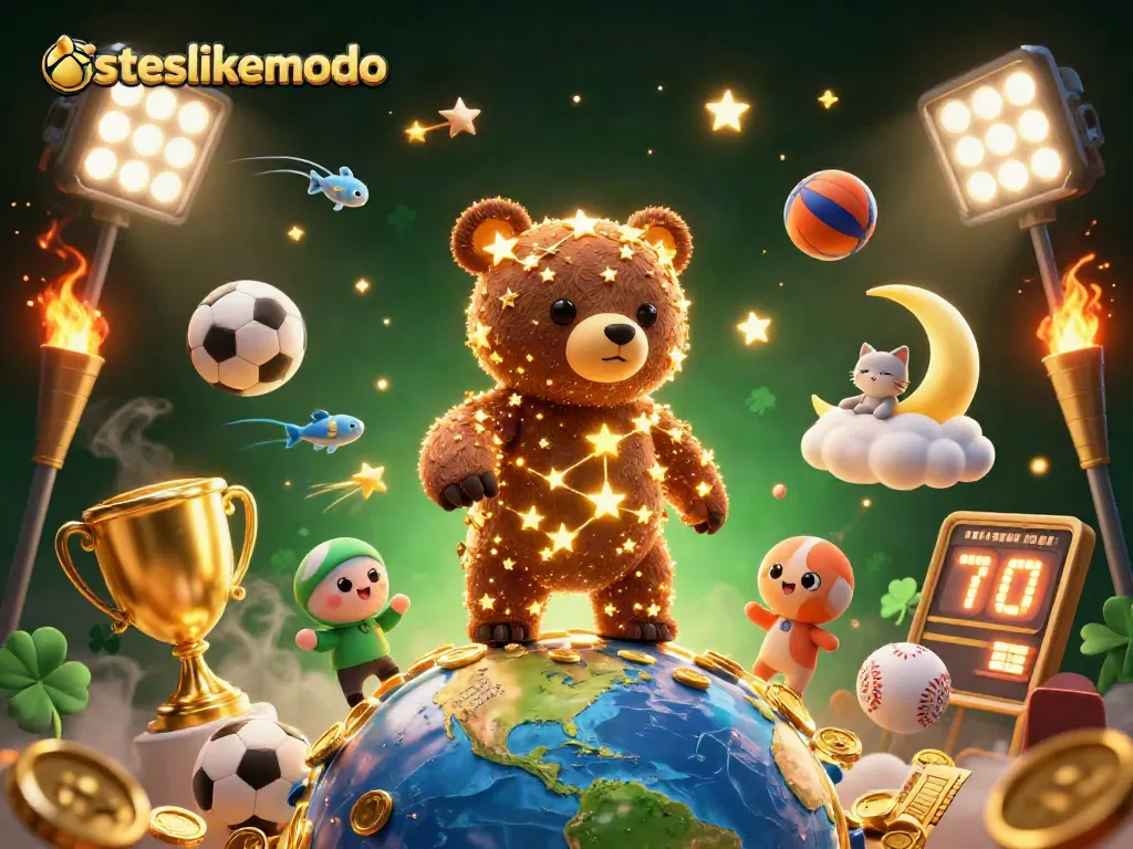 Engage in fun at siteslikemodo with dynamic 3D digital casino illustration featuring golden stars and cheerful game elements.