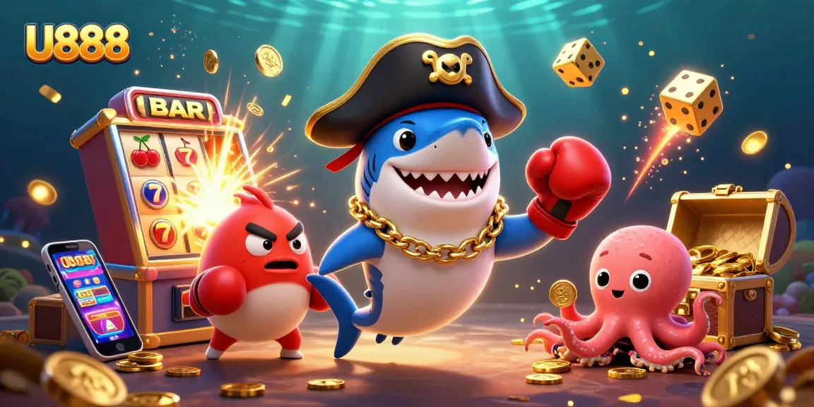 U888 features a vibrant underwater casino adventure with dynamic characters and jackpot elements.