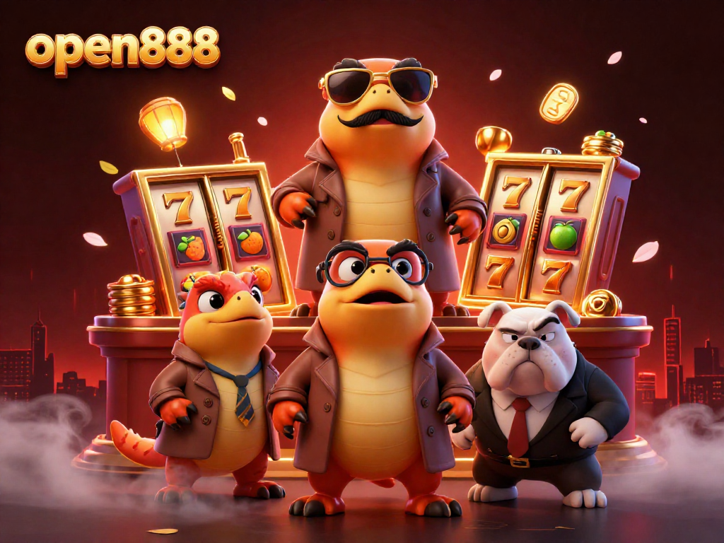 Engage with open888's thrilling action as three raptors in a trench coat try to enter a casino lounge.