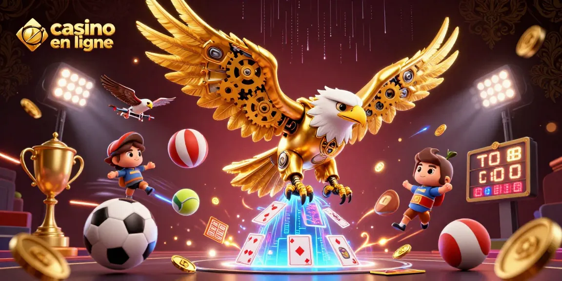 Plongez dans l'univers captivant du casino en ligne avec ce combat entre un aigle cyborg et des jeux holographiques.
