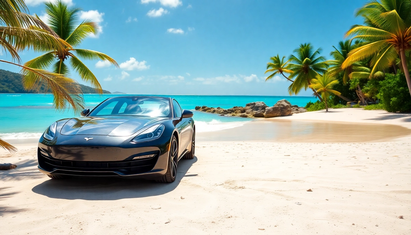 Enjoying the convenience of st barth car rental with stunning beach views.